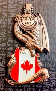 2020 HARD ROCK CAFE NIAGARA FALLS CANADA 3D DRAGON FLAG GUITAR SERIES PIN - Picture 1 of 1
