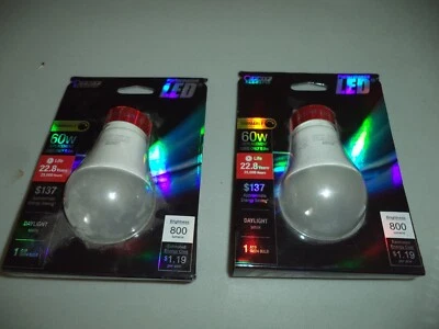2 Feit 60W Equivalent Daylight (5000K) A19 GU24 Dimmable LED Light Bulb open box - Image 1 of 4