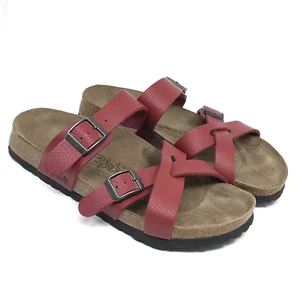 BIRKI’S Birkenstock Sandals EU 37 US L6 / M 4 Red Criss Cross Strap NEPAL 250 - Picture 1 of 11