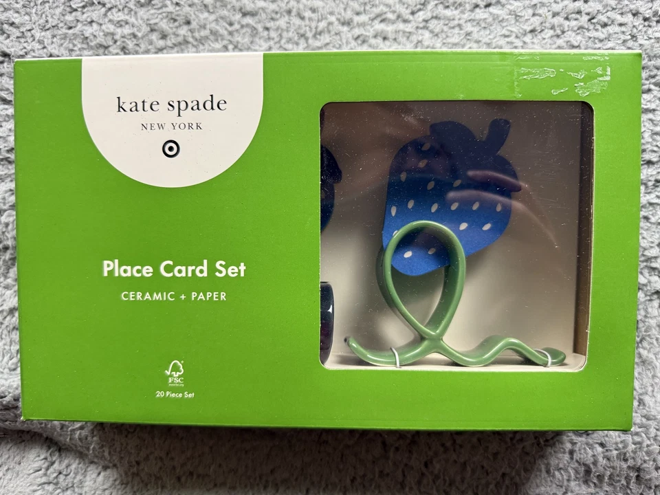 Kate Spade Ceramic Place Card Set 20 Piece Strawberry Spring Host Gift Decor New - Image 1 of 3