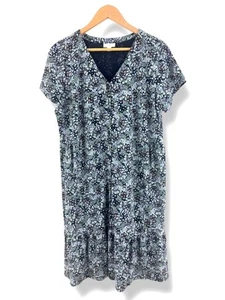 J. Jill Blumendruck Knopfleiste weicher Strick Volant Rüschensaum Kleid Größe Large - Bild 1 von 8