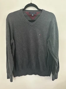 Tommy Hilfiger Hombre Gris Algodón Cuello en V Sudadera Talla Grande Envío Gratis - Imagen 1 de 3
