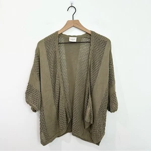 Wrap London Open Front Knit Cardigan Olive Green size 10 - Picture 1 of 6