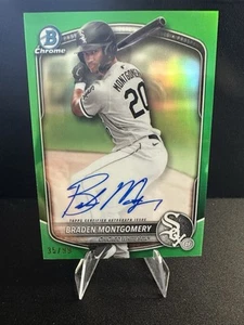 Bowman Braden Montgomery 2025 en tarjeta refractor automático de cromo verde verdadero/99 - Imagen 1 de 7