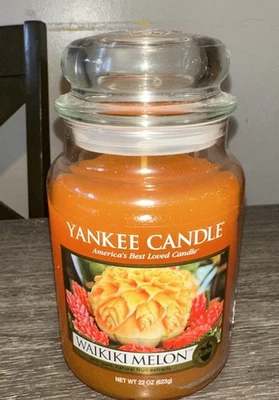 RARE Yankee Candle Large 22 Oz Jar Made From Waikiki Melon Fruit - Image 1 of 4