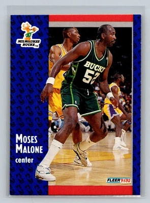 1991-92 Fleer #315 Moses Malone Milwaukee Bucks Basketball Card - Image 1 of 2