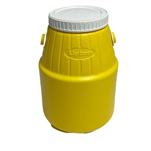 Vintage Lipton Tea Jug Container 8” Tall Yellow Carrying Handle With Lid - Picture 1 of 6