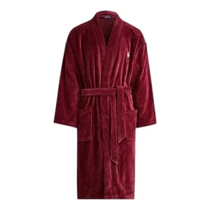 Polo Ralph Lauren Big Pony Men's Terry Robe Size L/XL Burgundy Wine Red NWT - Picture 1 of 6