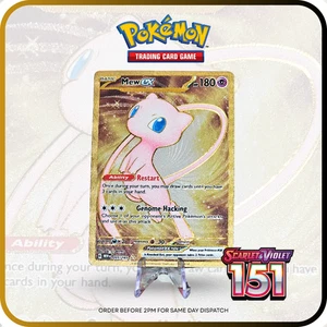 Tarjeta de metal dorado Mew EX 205/165 violeta escarlata 151 UPC Pokemon TCG - Imagen 1 de 11