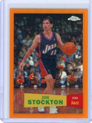 2007-08 Topps Chrome #98 John Stockton Varation Orange Refactor 046/199 - Jazz - Image 1 of 2