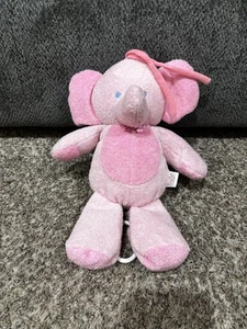 Vintage Prestige Musical Pull Tail Pink Elephant Crib Plush Blue Eyed Toy - Picture 1 of 7
