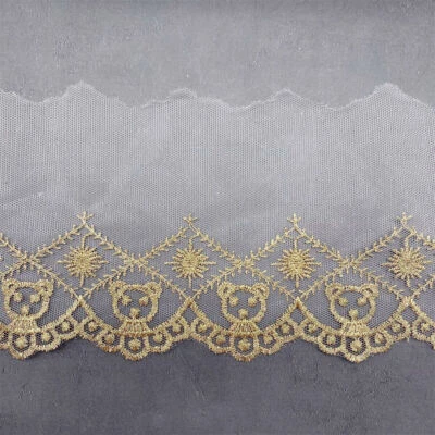 1 Yard Gold Lace Trim Embroidery Bridal Wedding Craft Sewing Fabric DIY - Image 1 of 4