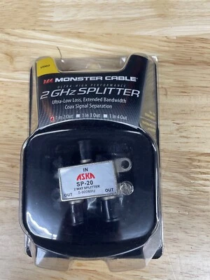 MONSTER CABLE ASKA 2 GHZ SPLITTER NEW IN PACKAGE - Image 1 of 4
