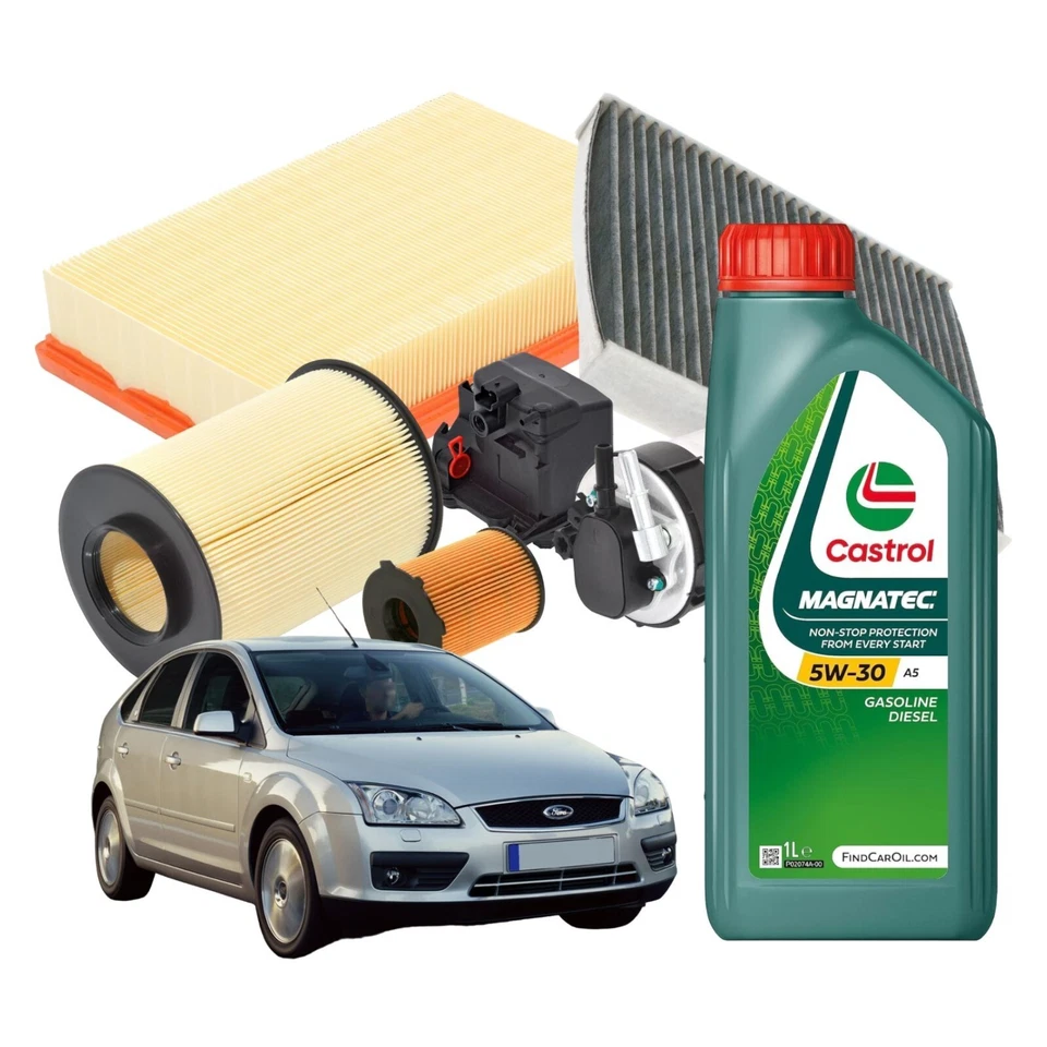MISTI Kit Tagliando Ford Focus II 1.6 Tdci 90cv 66kw + 4l Castrol Magnatec 5w30 A5