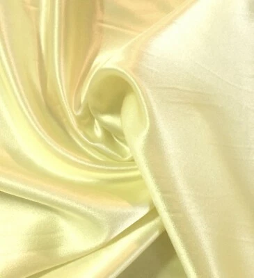 Deslumbrante CREPE AMARELO-MARFIM PÁLIDO Costas Alto Brilho Charmeuse Tecido de Cetim BRIDAL - Imagem 1 de 3