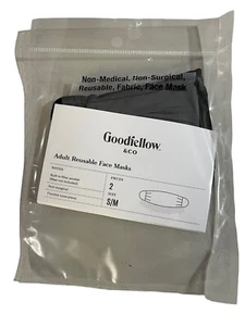 Goodfellow & Co. Wiederverwendbare Gesichtsmasken für Erwachsene (2er Pack) Größe S/M -- Schwarz/Grau - Bild 1 von 3