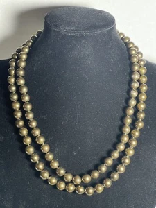 Heidi Daus Double Olive Green Beaded Necklace 2 strand Necklace 21” - Picture 1 of 3
