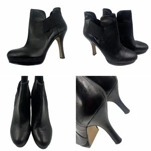 🌟NINE WEST Size 9 43 11 Black Leather Credable Platform Stiletto Boots Womens - Picture 1 of 12