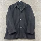 Kenneth Cole Pea Coat Mens Large Black Wool Blend Quilted Lined Casual Full Zip
