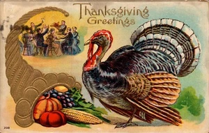 POSTKARTE THANKSGIVING GEPRÄGT TÜRKEI VERSCHICKT - Bild 1 von 2
