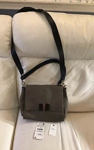 ZARA real leather taupe & black crossbody/short handle new with tags. RRP £79.99 - Picture 1 of 9