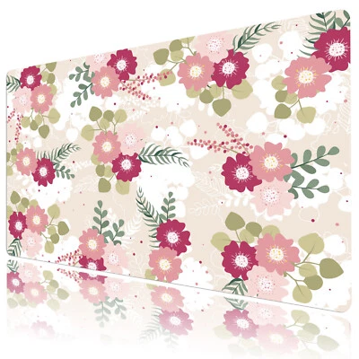 Pink Floral Mouse Pad Plant Green Leaf Mouse Pad for Keyboard and Desk Mat - Image 1 of 4