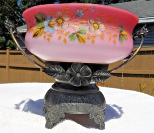 1893-1899 Aurora Silver Plate Company Hand Painted Mt. Washington Glass Bowl IL - Picture 1 of 15