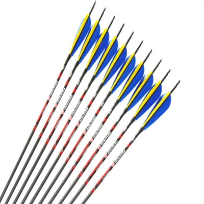 12pcs ArcheryCarbon Arrow Spine250-600 ID6.2mm 5"Turkey feather traditional bow - Image 1 of 4