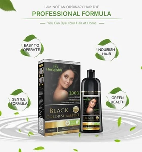 CHAMPÚ DE COLOR DE CABELLO AMONÍACO SIN HIERBAS TINTE DE COLOR DE CABELLO A BASE DE HIERBAS - NEGRO - Imagen 1 de 12