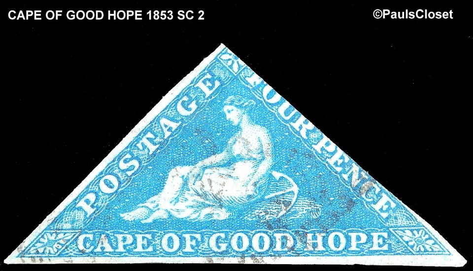 CABO DE BUENA ESPERANZA 1853 SC 2 "ESPERANZA" SENTADO 4p AZUL PROFUNDO SOBRE AZUL PR IMPERFECTO UNG FINO Foto 1 de 2
