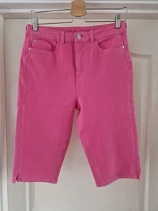 Marks and Spencer Size 12 Shorts Jean Crop Trousers Pink Stretchy Holiday Summer - Picture 1 of 8