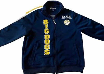 BIG DOGS Track Jacket Mens Medium Navy Blue Full Zip Embroidered Vintage - Image 1 of 4