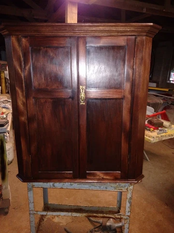 BEAUTIFUL RESTORED ANTIQUE MAHOGANY c1800'S  WALL CORNER CABINET-READY TO USE Cover