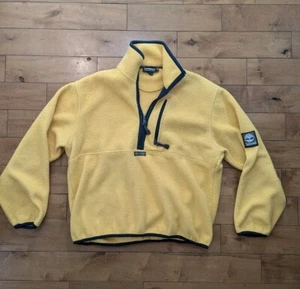 Vintage Timberland Made In USA Men M Yellow 1/4 Zip Fleece Hiking Outdoors 1980s - Picture 1 of 5