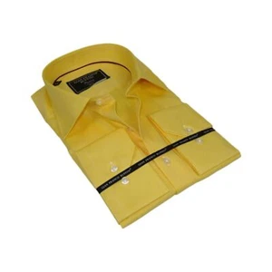 Men's Dress Shirt GIAN FRANCO RUFFINI Turkey 100% Cotton GFR-2 Yellow - Picture 1 of 11