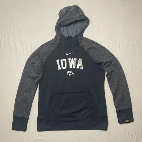 NIKE Iowa Hawkeyes Hoodie Women’s Large Grey Silver Pocket Cover