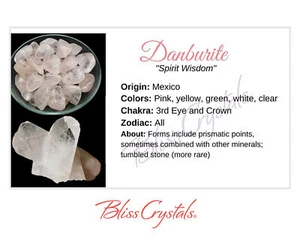 DANBURITE Crystal Information Card, Double sided #HC119 - Picture 1 of 2
