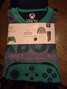 Xbox Pajamas Set, Green Black Fleece Video Game PJ’s Youth Sleepwear Boys XS 4/5 - Picture 1 of 1