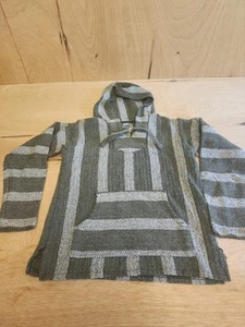 Baja Hoodie Drogenteppich Erwachsene Medium Herren grau und grün gestreift Langarm Herren - Bild 1 von 8