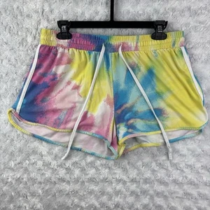 One Step Up Juniors Size Large Shorts Blue Yellow Pink Tie Dye Pajama Comfy - Picture 1 of 7