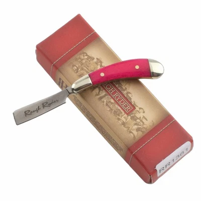 Mini navaja plegable de bolsillo Rough Ryder rosa con asas lisas RR1361 2" cerrada Foto 1 de 4