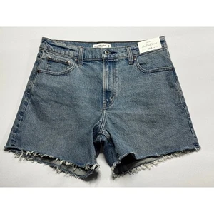 Abercrombie & Fitch Women's The High Rise Dad Blue Denim Shorts - Size 8 (31x5) - Picture 1 of 6