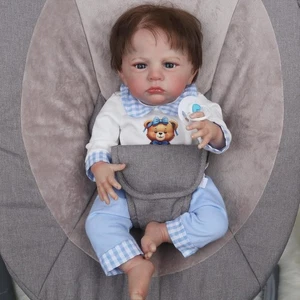 22 Zoll Reborn Baby Puppe Realistische Babypuppe Junge Real Life Babypuppe Newborn - Bild 1 von 8