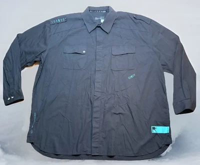 Rocawear Triangle Button Up Shirt NEW Big Tall 6X Long Sleeve Dress Black - Image 1 of 4