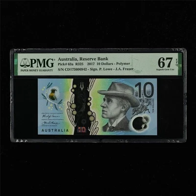 2017 Australia Reserve Bank 10 Dollars Pick#63a PMG 67 EPQ Superb Gem UNC - Image 1 of 4