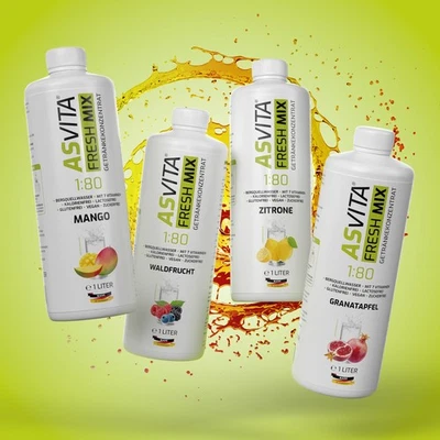 AsVita Fresh Mix 4x 1L Flasche - Mix-Box 5 | Zuckerfrei Sirup (10 EUR/l)