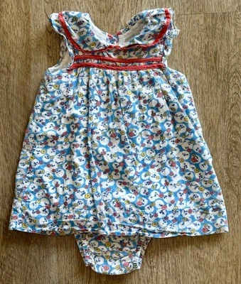 Vestido floral azul mini Biden para bebé y flores talla 3-6 m cuello manga acampanada Foto 1 de 4