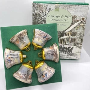 Colección Royal Heritage Currier & Ives Juego de 6 adornos de campana de colección Navidad - Imagen 1 de 8