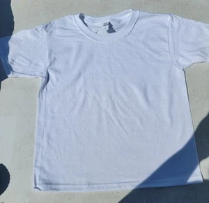 Neu Jerzees Dri Power weißes kurzärmliges T-Shirt mit kleinem Rundhalsausschnitt Rarität - Bild 1 von 10