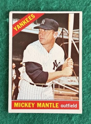 Tarjeta de béisbol 1966 Topps #50 Mickey Mantle New York Yankees Salón de la fama Foto 1 de 4
